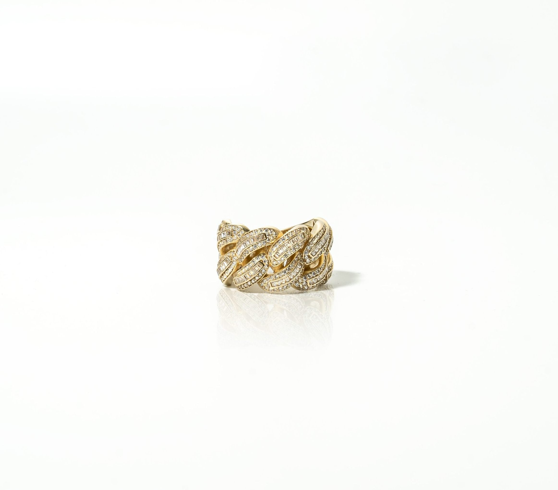 9K Yellow Gold Gem Set Cuban Style Ring