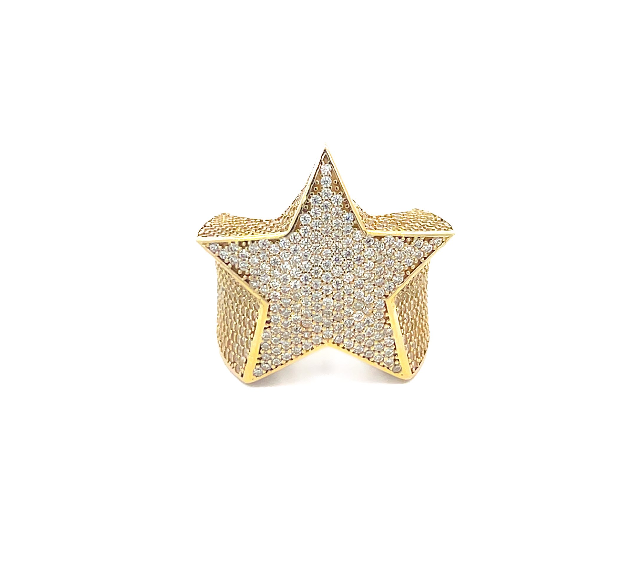 9K Yellow Gold Fully Stone Set Star Ring