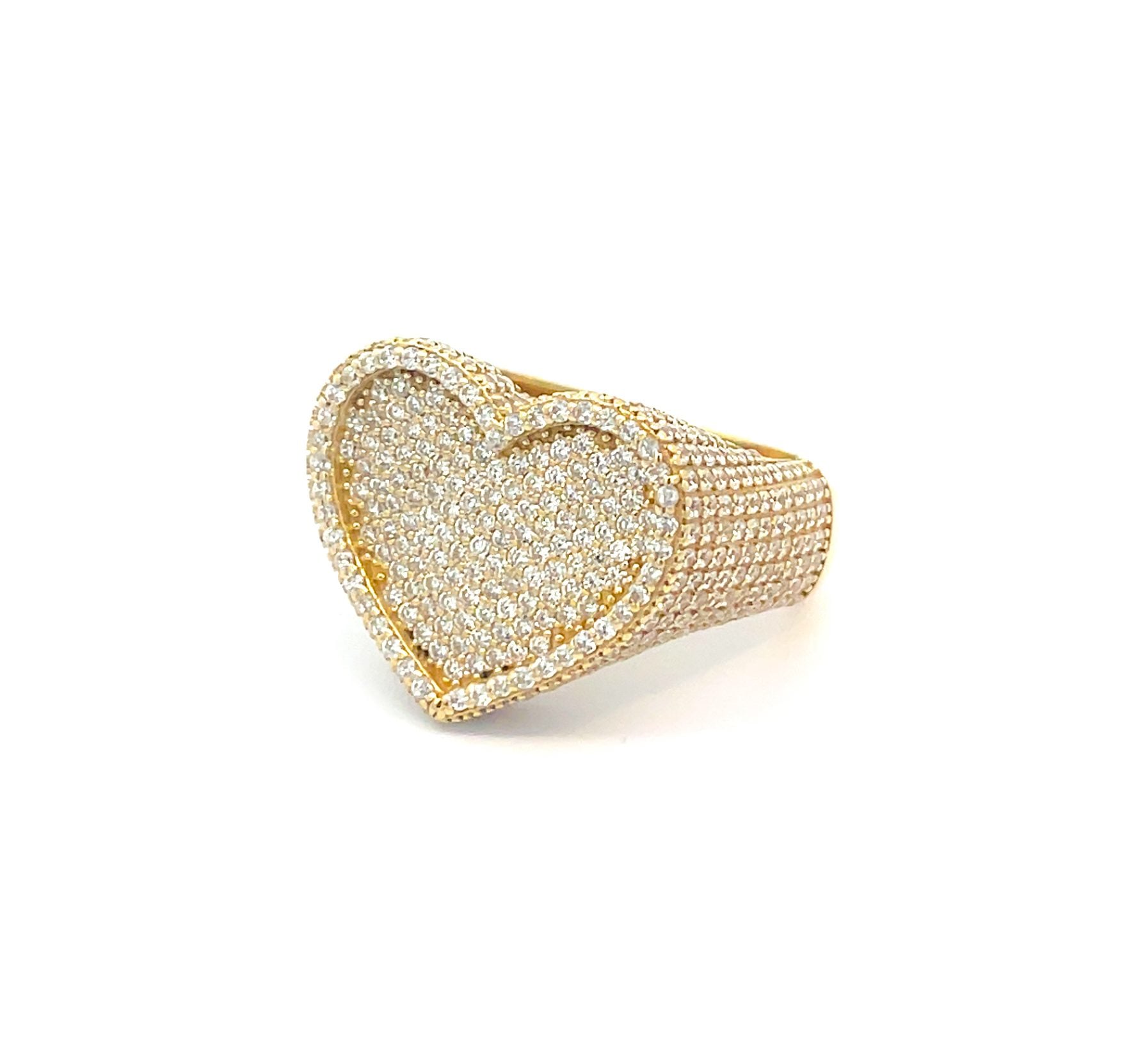 9K Yellow Gold Heart Shaped CZ Set Ladies Ring