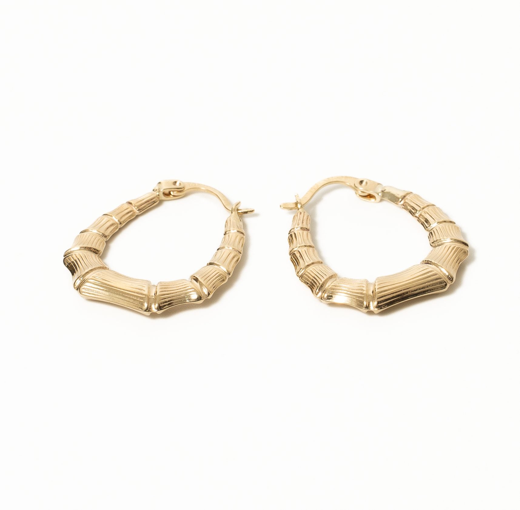 9K Yellow Gold Bamboo Earrings Creole