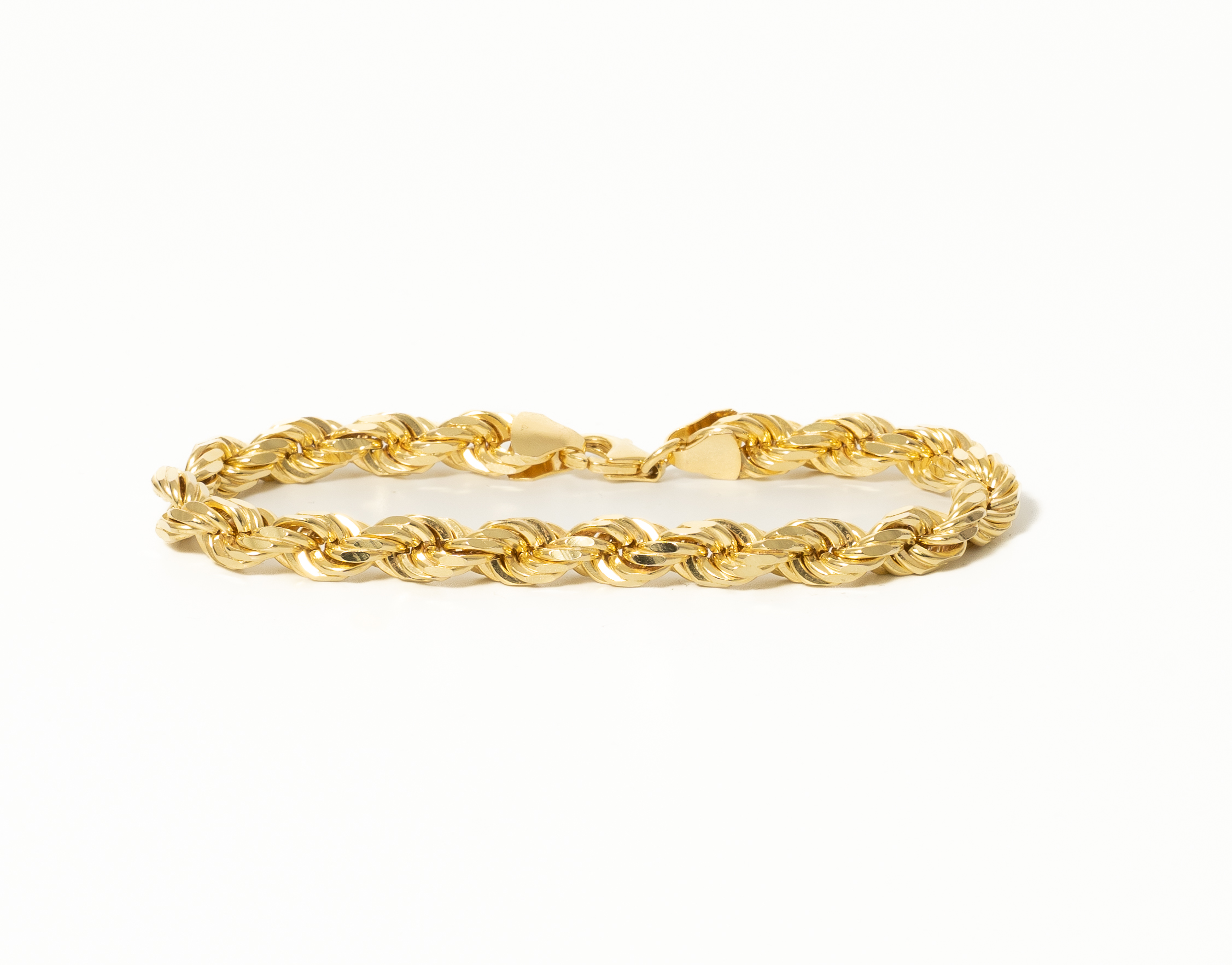 9K Yellow Gold SOLID Diamond Cut Rope Bracelet Heavy