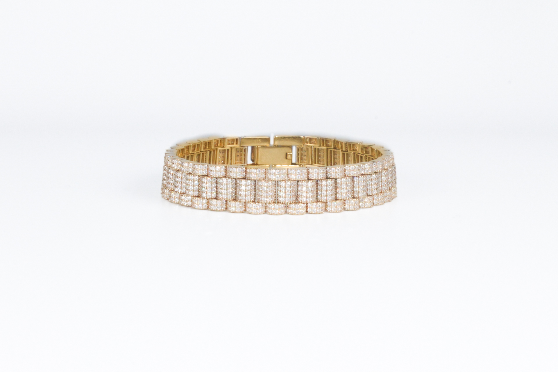 9K Yellow Gold Fully CZ Setted ROLEX Style Presidential Bracelet